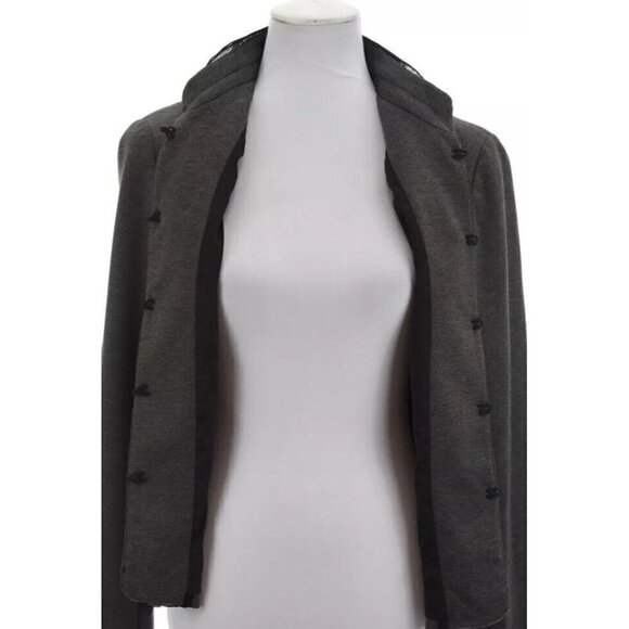 Coldwater Creek Womens Sz 8 Ponte Knit Ruffled Lace Blazer Jacket Stretch m Gray - Picture 9 of 12